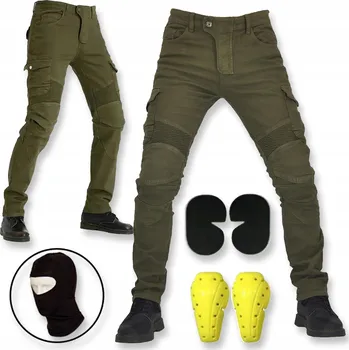 Moto bunda Motocyklové kalhoty VOLERO zelené textilní s chrániči XL