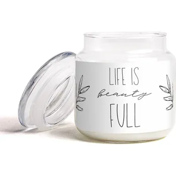 Svíčka Vonná svíčka ve sklenici s motivačním nápisem Life is beauty full