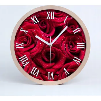 Hodiny Kuchyňské nástěnné hodiny kapky na růžích průměr 20 cm