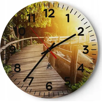 Hodiny Kuchyňské nástěnné hodiny 30x30 Krajina Moderní Skleněné hodiny do obýváku Tiché