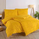 Povlečení GEO RAY FLOWER, geometrický vzor, žluté, bavlna hladká, 140x200cm + 70x90cm