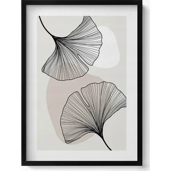 Obraz Elegantní obraz do obýváku Lineární listy jinanu ve stylu boho 50x70 cm