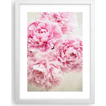 Obraz Obraz plakát v bílém rámu do obýváku 30x40 pivoňky foto plakáty na zeď