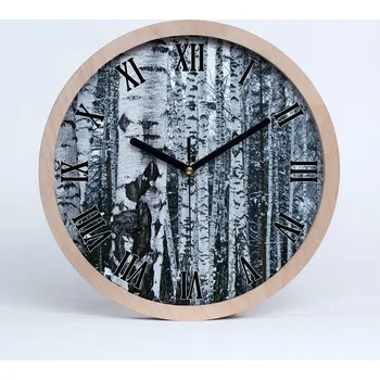 Hodiny Tichá nástěnná dřevěná hodiny bříza strom průměr 20 cm
