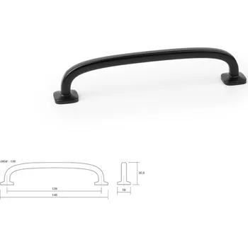 Nábytkové kování Nábytková úchytka VIEFE 0608/128 QUART MIMI rozteč 128 mm, délka 146 mm, černá matná