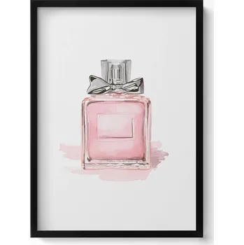 Obraz Obraz v černém rámu nástěnná dekorace Růžový parfém s mašlí 50x70 cm