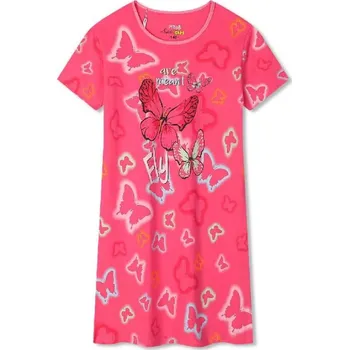 Dětská móda DÍVČÍ NOČNÍ KOŠILKA S MOTÝLI Barva: Tmavě růžová, Velikost: 146