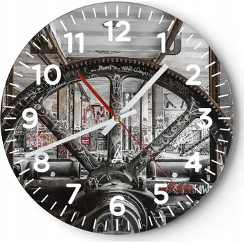 Hodiny Nástěnné hodiny do obýváku 40x40 Industrial Kulatý Skleněné hodiny Loft Tiché