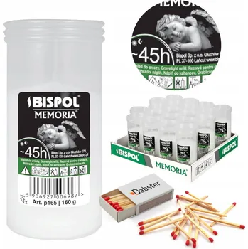 Svíčka Parafínové vložky do hřbitovních svíček BISPOL P165 45H 20 ks + zápalky DABSTER_ PL a38