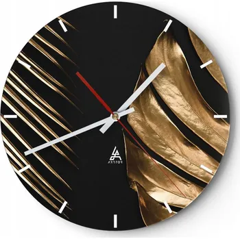 Hodiny Nástěnné hodiny do kuchyně 30x30 Palmový list Skleněné hodiny do obýváku Tiché