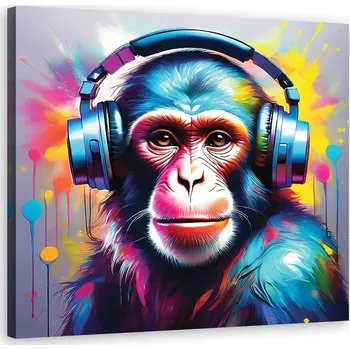 Obraz OBRAZ DO LOŽNICE NA ZEĎ OPICE DJ POP ART 40x40
