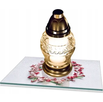 Obraz Podstavec pod HŘBITOVNÍ SVÍČKA na HŘBITOV vzor KVĚTINY Tvrzené sklo NÁHROBEK 30x22cm