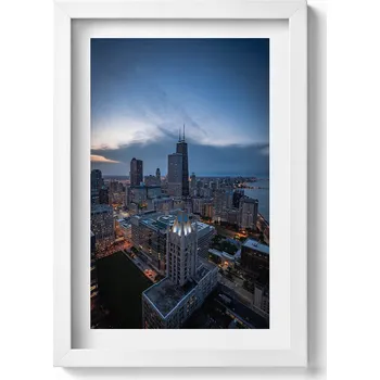 Obraz Dekorativní obraz v bílém rámu do obýváku Fotografie města Chicago 20x30 cm