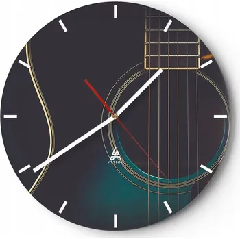 Hodiny Nástěnné hodiny do kuchyně 30x30 Kytara Skleněné hodiny do obýváku Loft Tiché