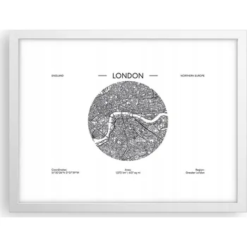 Obraz Obraz plakát v bílém rámu do obýváku 40x30 mapa foto plakáty na zeď