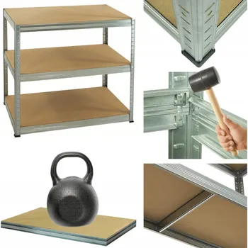 Dílenský regál Kovový regál do skladu, dílny pozink HELIOS 90x90x35cm 3 police x 175kg