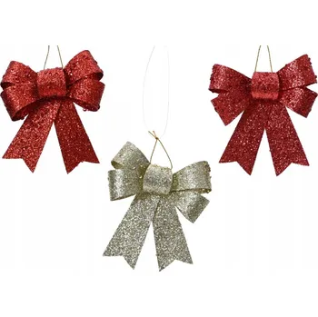 Vánoční ozdoba Ozdoba MAŠLE Mašlička plastová Červená Perleťová Třpytivá 12 cm