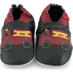 CAROZOO Kožené capáčky s koženou podrážkou hasiči 6-7 let Černá 31