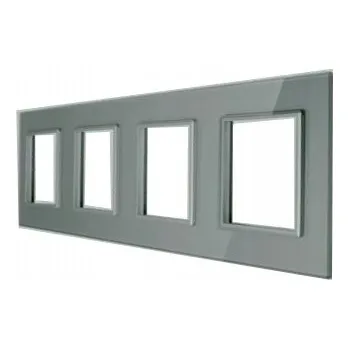 Elektrická zásuvka RÁMEČEK SKLENĚNÝ ZÁSUVKA ČTYŘNÁSOBNÁ ŠEDÁ 4