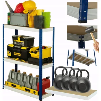 Dílenský regál Kovový regál, skladový regál do garáže HELIOS HNW 90x90x45 cm, 3 police, nosnost 400 kg na polici