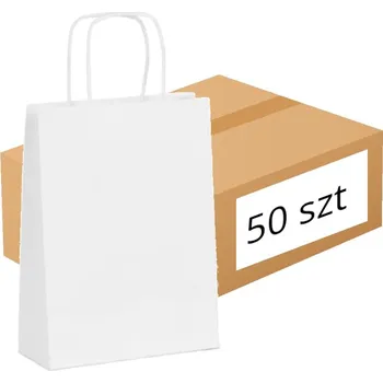 Nákupní taška Papírová taška Torby Pro bílá 24x10x32 cm, 50 ks