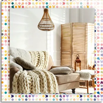 Zrcadlo Závěsné dekorativní Zrcadlo s potiskem Barevný geometrický vzor 60x60 cm