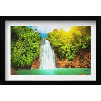 Obraz Dekorace obraz v rámu na zeď Krajina vodopádu v zeleni 30x20 cm
