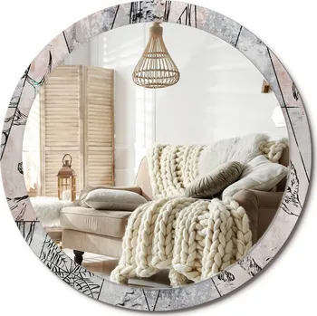 Zrcadlo Dekorativní zrcadlo s ozdobným potiskem Abstrakce zvířata Velké průměr 100 cm