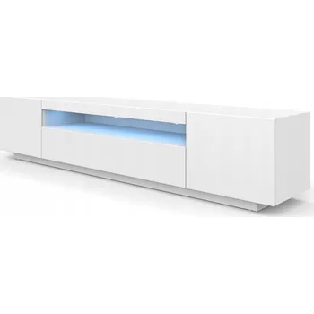 Televizní stolek TV stolek 200 cm bílý mat + LED osvětlení