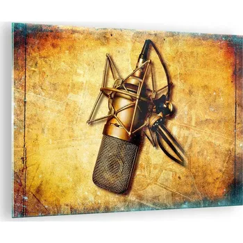 Obraz Obraz na skle do obýváku ložnice 70x50 mikrofon obrazy na zeď sklo