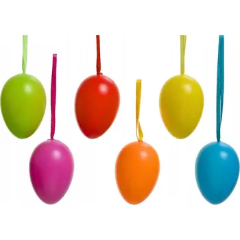 Velikonoční dekorace Velikonoční vajíčka PSANÍČKA ozdoby barevné přívěsky do košíku 6 Ks