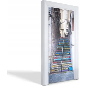 Fototapeta Dekorativní samolepka na dveře, skříň nebo nábytek - Barevné schody 95x205 cm