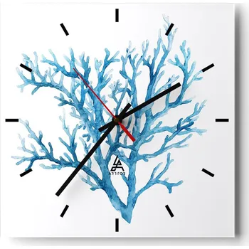 Hodiny Velké nástěnné hodiny 40x40 cm - Korálový vzor - Skleněné hodiny - Tichý chod