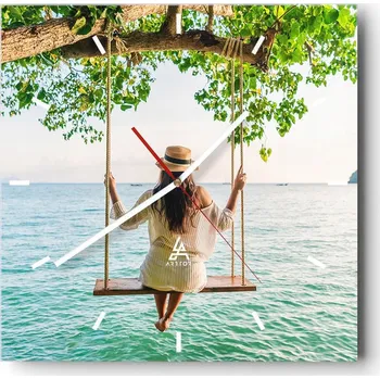 Hodiny Velké nástěnné hodiny 40x40 Relax Skleněné hodiny Čtvercové Tiché