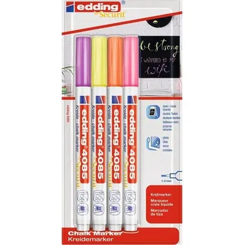 Křídový popisovač, smazatelný, vícebarevný Edding 4 ks