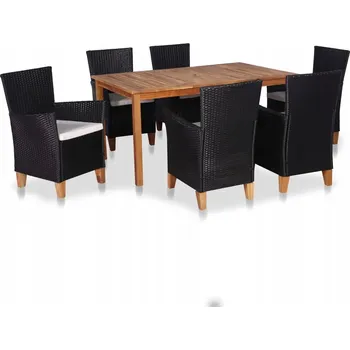 VidaXL 7dílná zahradní souprava, PE ratan, černá a hnědá