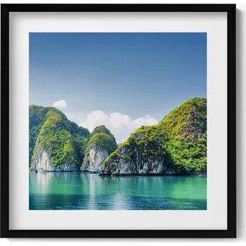 Obraz Dekorace obraz v černém rámu na zeď Tyrkysové moře a útesy 50x50 cm