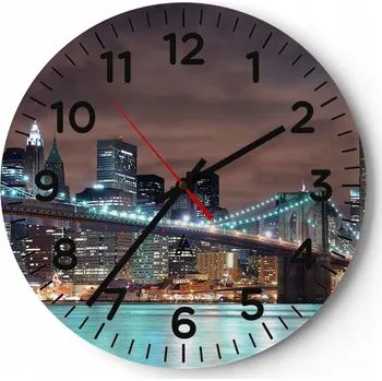 Hodiny Kuchyňské nástěnné hodiny 30x30 Město Moderní skleněné hodiny do obýváku Tiché