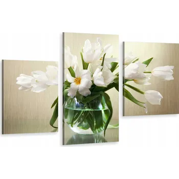 Obraz TRIPTYCHY OBRAZY na zeď bílé tulipány