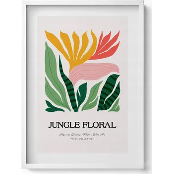 Obraz Obraz s bílým rámem a grafikou na zeď Ilustrace rostlin a květin 50x70 cm