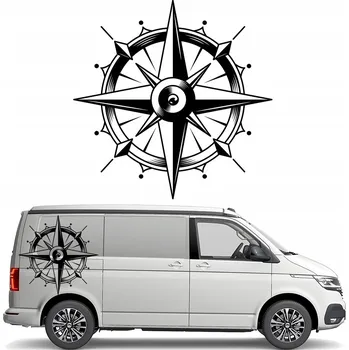 Samolepicí dekorace na vozidlo SAMOLEPKA na obytný vůz/auto KOMPAS RŮŽICE VĚTRŮ 45x45