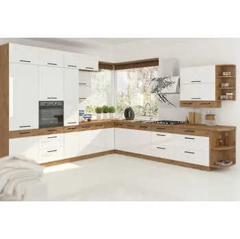 Kuchyňská linka Stolarz-Lempert Vigo 330 cm lesklá bílá/dub lancelot