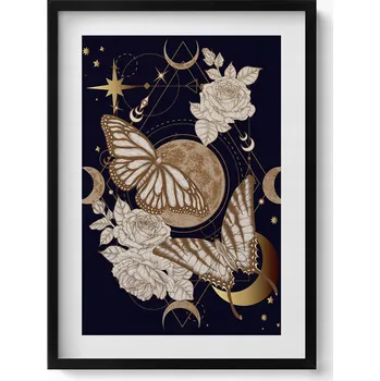 Obraz Obraz na zeď v rámu Magická kompozice vesmíru, motýlů a květin 50x70 cm