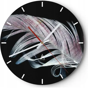 Hodiny Nástěnné hodiny do kuchyně 30x30 Ptačí Pírko Skleněné hodiny do obýváku Tiché