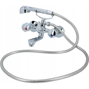 Vodovodní baterie Dvoukohoutková nástěnná vanová a sprchová baterie, stříbrná