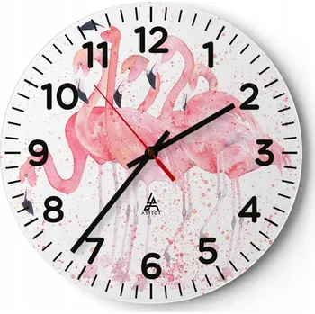 Hodiny Kuchyňské nástěnné hodiny 30x30 Plameňáci Moderní skleněné hodiny do obýváku Tiché