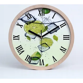 Hodiny Tichá nástěnná dřevěná hodiny limetka a led ø 25 cm