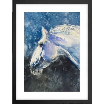 Obraz Obraz plakát v černém rámu do obýváku 30x40 kůň foto plakáty na zeď