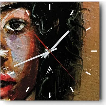 Hodiny Nástěnné hodiny do kuchyně 30x30 Žena Stylové hodiny na skle Loft Tiché