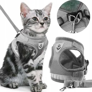 Vodítko pro psa BEZTLAKOVÉ VYCHÁZKOVÉ POSTROJE S NASTAVITELNOU ODRAZKOU PRO KOČKY + VODÍTKO VELIKOST S